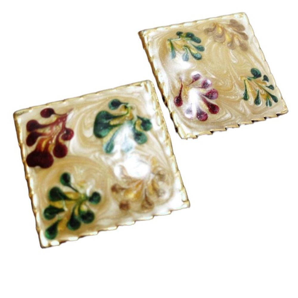 Vintage 1980’s Diamond Shaped Enamel Earrings